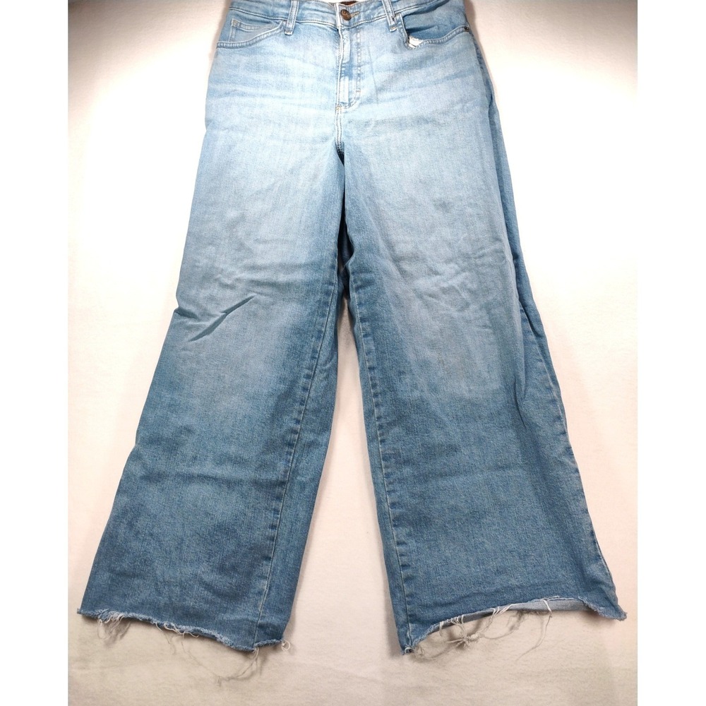 Lee Womens Wide Leg High Rise Raw Hem Light Wash Jeans 12 Long 112339769